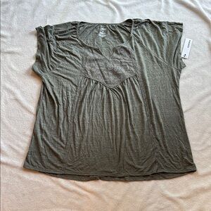 Sonoma Green Sleeveless Relaxed Ruched Tee